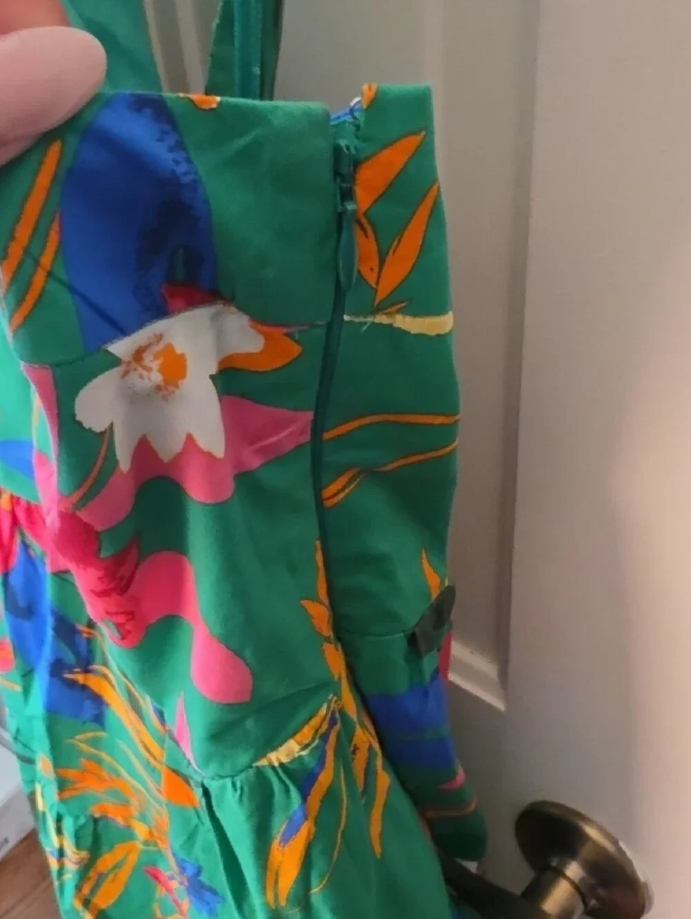 J. Crew Green Tropical Floral Maxi Dress